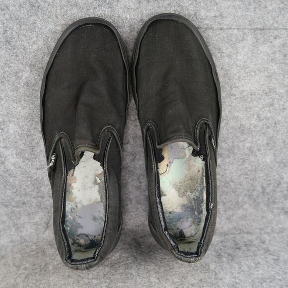 Vans Shoes Mens 8.5 Sneakers Classic Slip On Black Canvas Casual Skate Flat - Picture 6 of 12